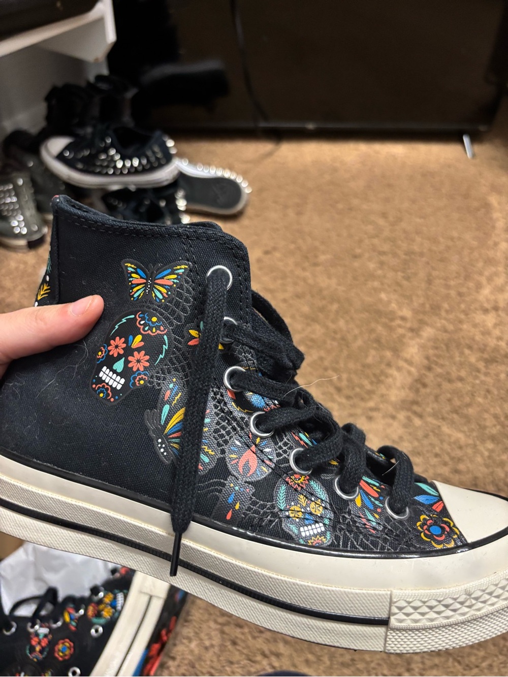 Converse Black High-Top day of the dead size Women’s 7 - Picture 7 of 8